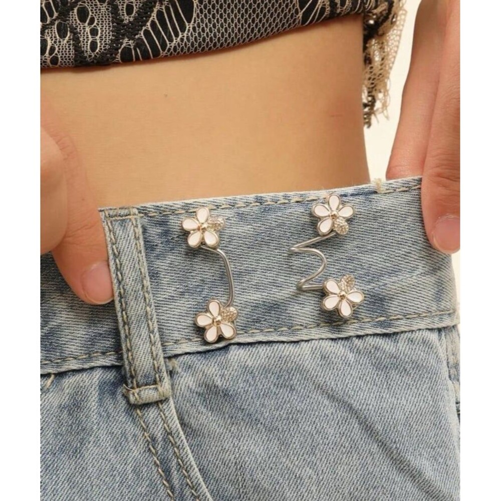 Adjustable Jean Waist Pins (Flower) No Sew Instant - Picture 3 of 7